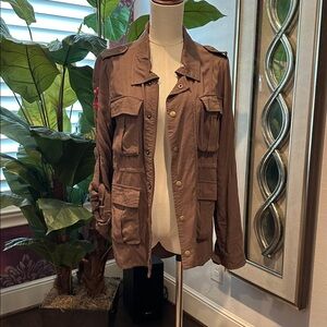 Brown Jacket with Embroidered floral designs